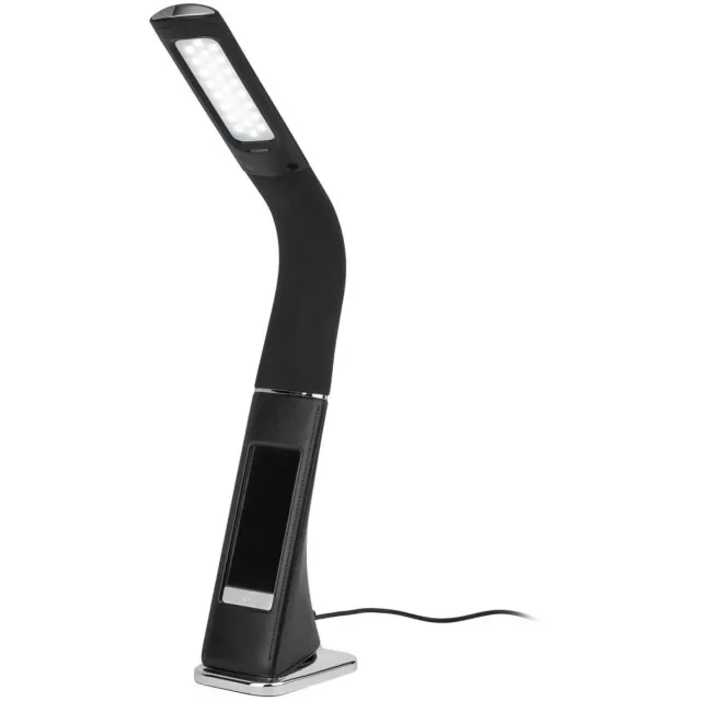 livarno Home LED-Bureaulamp, Alarmfunctie Tijdweergave, Temperatuur en Datum 3 Lichtstanden Lichtkleur Koudwit, Totale hoogte (uitgeschoven) 50 cm,kalarm Met Snooze-Functie en 8 Wektoonsoorten om uit te Kiezen Zwart