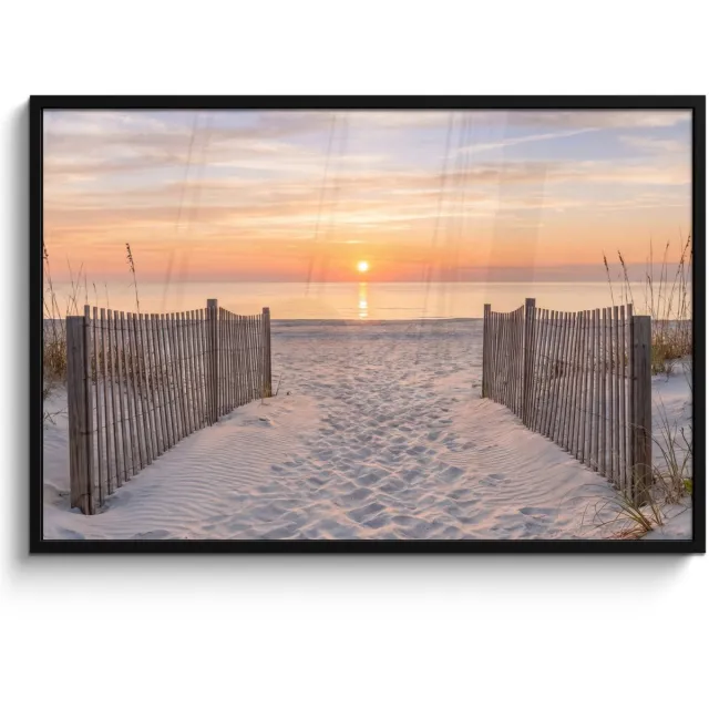 FrameYourWall Poster in lijst - Fotolijst 120x80 cm - Posters - Zonsondergang - Strand - Zand - Posterlijst zwart - Decoratie - Wanddecoratie woonkamer - Muurdecoratie slaapkamer