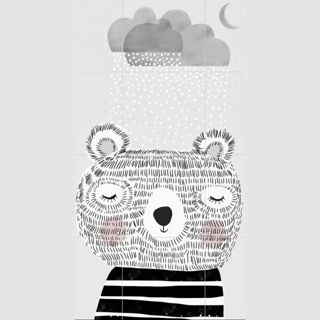 IXXI I Love Snow, Treechild & Various - 60 x 80 cm - Grote wanddecoratie en posters - Illustraties, Strepen, Speels, Line art, Minimalisme Grijs / Monochroom / Wit / Zwart / Lichte tinten
