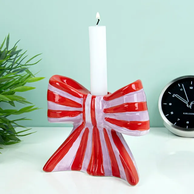 Doiy Strik Kandelaar - Groot/gestreept Rood,Roze