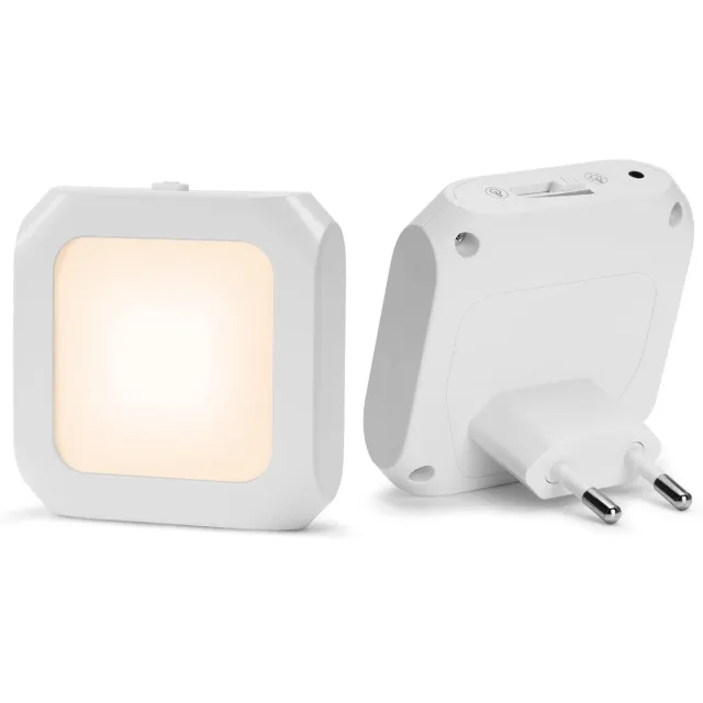 longziming Set van 2 LED Nachtlampjes – 3 Kleuren Temperatuur – Instelbare Helderheid 5%-100% – Met Schemersensor – Veilig & Energiezuinig – Plug & Play Wit