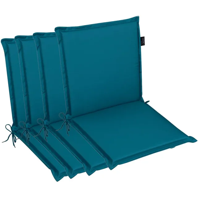 Famanu Tuinstoelkussens set van 4 stuks voor stoelen met lage rugleuning in petrol, comfortabele zitkussens voor tuinmeubelen Zwart