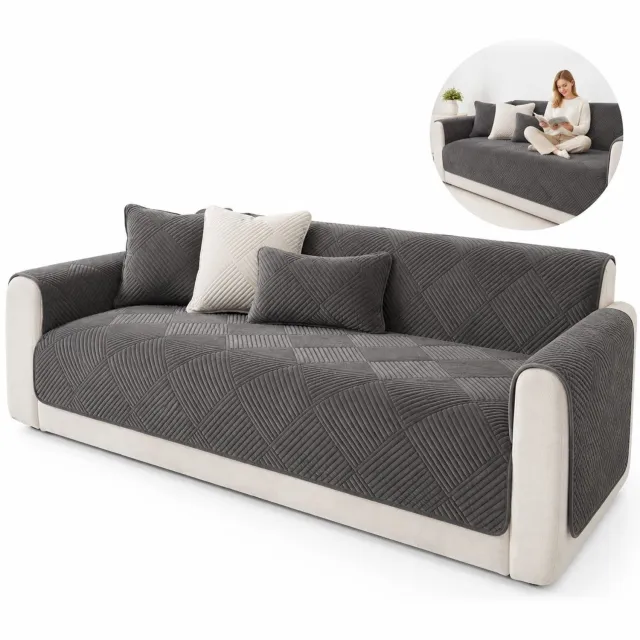 VHV Bankhoes - Antislip bankbeschermer 90 x 90 cm - Donkergrijs bankkleed voor zitvlak of hoekbank tegen haren en dagelijks vuil