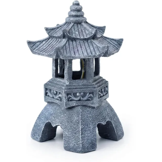 KZQ Zonne-Energie Stenen Vuurtoren Tuinlamp 26 Cm, Weerbestendige Hars Landschapsverlichting Voor Vijver En Buitendecoratie Zoals in de figuur wordt getoond