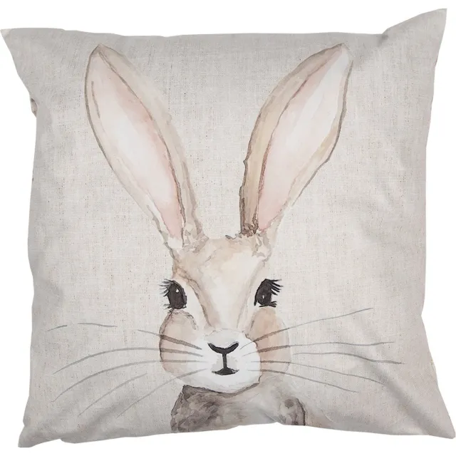 Clayre & Eef Kussenhoes 45x45 cm Beige Polyester Konijn