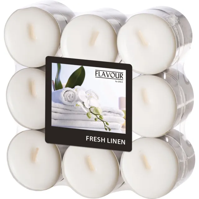 Conpax Candles Geur theelichtjes/waxinelichtjes - 18x - Fresh Linen aroma - 4,5 branduren Wit