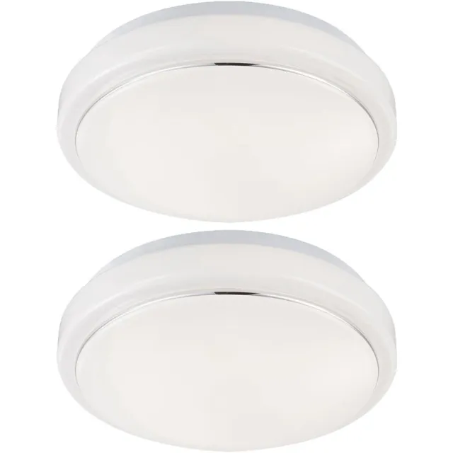 Globo Plafondlamp LED woonkamerlamp plafondlamp modern, aluminium wit, 1x LED 8W 550Lm warm wit, DxH 26x8 cm, set van 2