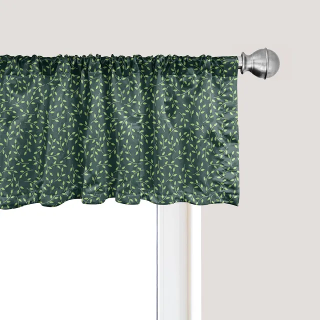 ABAKUHAUS Bladmotief Raamvalletje, Gordijnvalletje voor Keuken en Slaapkamer met Tunnelzoom, 137 cm x 45 cm, Jagergroen Jagergroen Groen