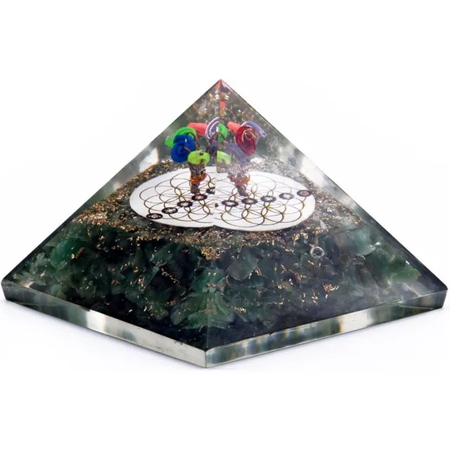 WGifts Orgonite Piramide - Groene Acewnturine en Bloem des Levens - 70 mm