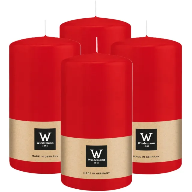 Wiedemann Cilinderkaars/stompkaars - 4x - rood - 13 x 7 cm - 52 branduren - zuilkaarsen