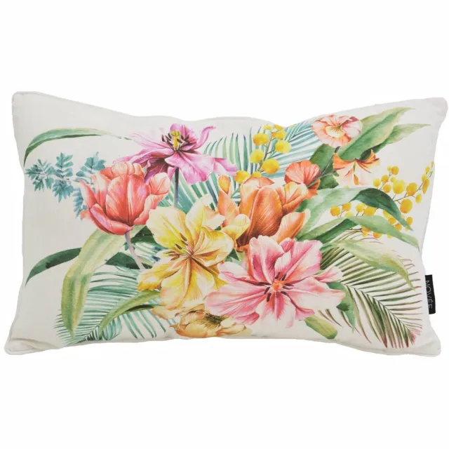 NOVÉE Sierkussen Colorful Flowers Wit | 30 x 50 cm | Katoen Multi
