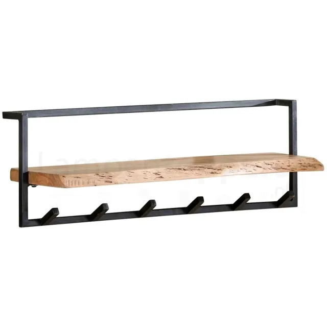 LT-Luce Kapstok Edge 6 Haken Boomstam Plank 100cm Zwart & Bruin