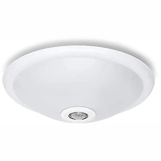 KWAZAR LUMINAIRE Plafondlamp met bewegingsmelder - Ronde plafondlamp - 2 x E27, met 360°-sensor, 230V, Ø 30cm - voor gang, kelder, trappenhuis, keuken, woonkamer - MAGOR-lamp Wit