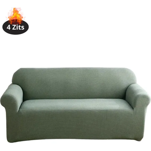 Bovista Bankhoes - Bankbeschermer - Stretch - Sofa Cover - Effen - Groen - 4 Zits