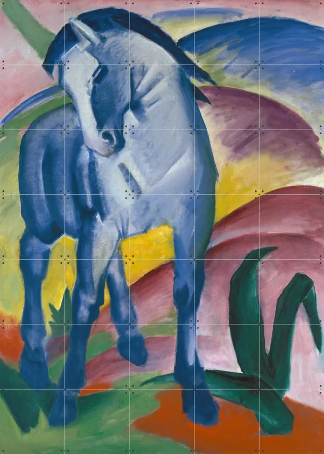 IXXI Blue Horse 1911, Franz Marc & Bridgeman Images - 100 x 140 cm - Grote wanddecoratie en posters - Kleurrijk, Abstract, Klassiek, Olieverf Blauw