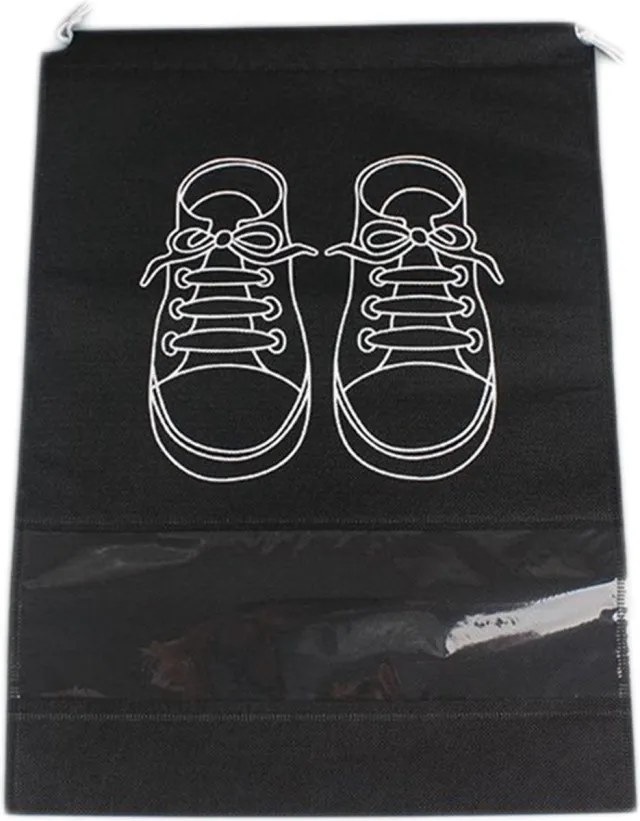 DW4Trading Schoenen Opbergzak - Koffer Organizer - Schoenentas - Opbergtas - met Zichtvenster - 32x44 cm - Zwart Schoenen Opbergzak Zwart