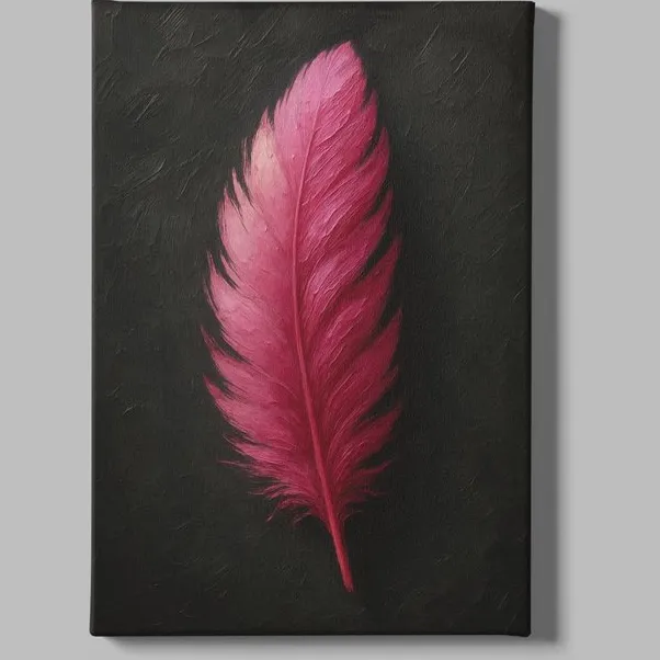 Trendex Global Canvas Schilderij - Abstract - Roze Veer - 60x40x2 cm
