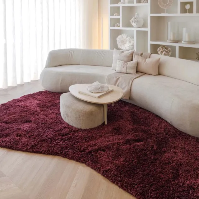 Nordic Weavers Organisch vloerkleed shaggy - Sveve bordeauxrood 240x360