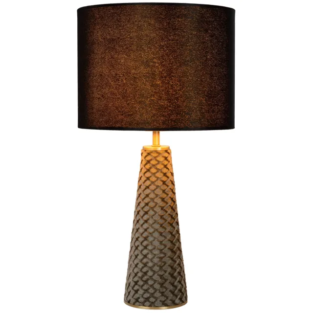Lucide EXTRAVAGANZA VELVET - Tafellamp - Ø 25 cm - 1xE27 - Zwart zwart, grijs