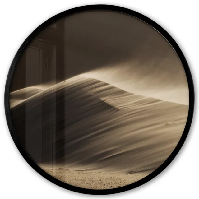 FrameYourWall Poster in lijst Rond - Fotolijst 40x40 cm - Posters - Woestijn - Zand - Natuur - Duin - Ronde posterlijst zwart - Decoratie - Wanddecoratie woonkamer - Muurdecoratie slaapkamer