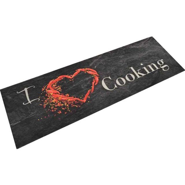 vidaXL Keukenmat wasbaar cooking-print 60x180 cm fluweel zwart Meerkleurig