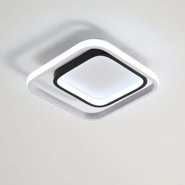 Haobosic Vierkante LED-plafondlamp - Zwarte binnenkant, witte buitenkant, 30W, wit licht White