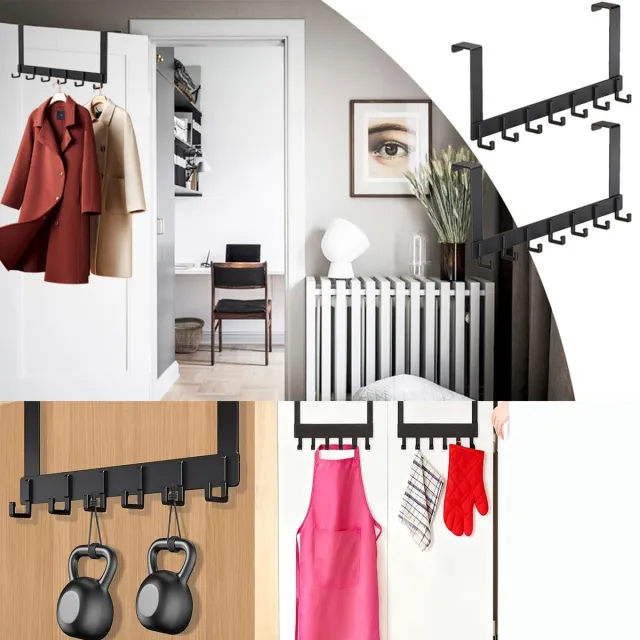 Buyya Deurhangers, Deurhanger Met Roestbestendige Afwerking, Deurkapstok Met 6 Haken, Besparing Van Opslagruimte. Zwart
