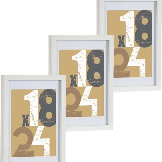 Arte r 3x stuks houten fotolijst - wit - 21 x 30 cm - fotolijstje - met passe-partout - decoratie