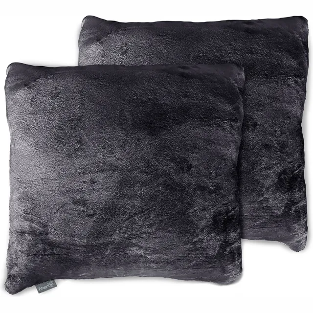 Eleganzzz Sierkussens Flanel Fleece - Dark Grey - Sierkussens 50x50cm - Set van 2 Kussens - 100% Flanel Fleece Voorzijde - 100% Velvet Achterzijde Antraciet