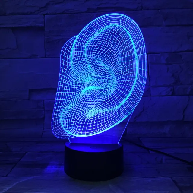 MC Living 3D Led Lamp Met Gravering - RGB 7 Kleuren - Oor