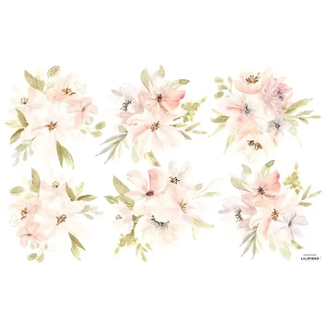 Lilipinso muursticker bloemstuk abrikoosgroen soft pink