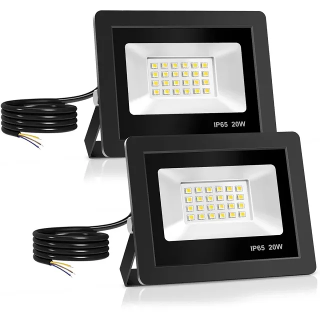 Excitat LED Straler Buiten - 20W Spotverlichting - Helder Wit Licht (6500K) - IP65 Waterdicht Aluminium - Set van 2 Stuks - Voor Tuin Gevel en Garage - Koudwit Zwart