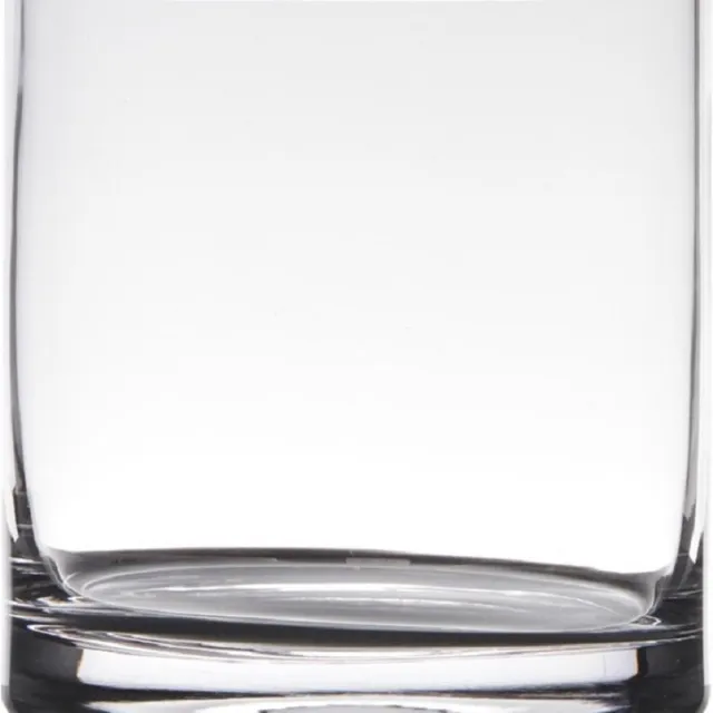 Hakbijl Glass Vaas - transparant - H15 x D15 cm - glas - cilinder vorm - vazen - bloemenvaas