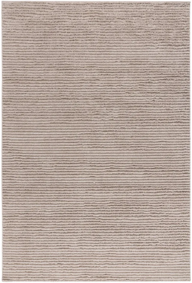 Padiro stijlvol laagpolig vloerkleed 120 x 170 cm - donkerbeige - boho-streeppatroon - voor vloerverwarming - van polyester en jute
