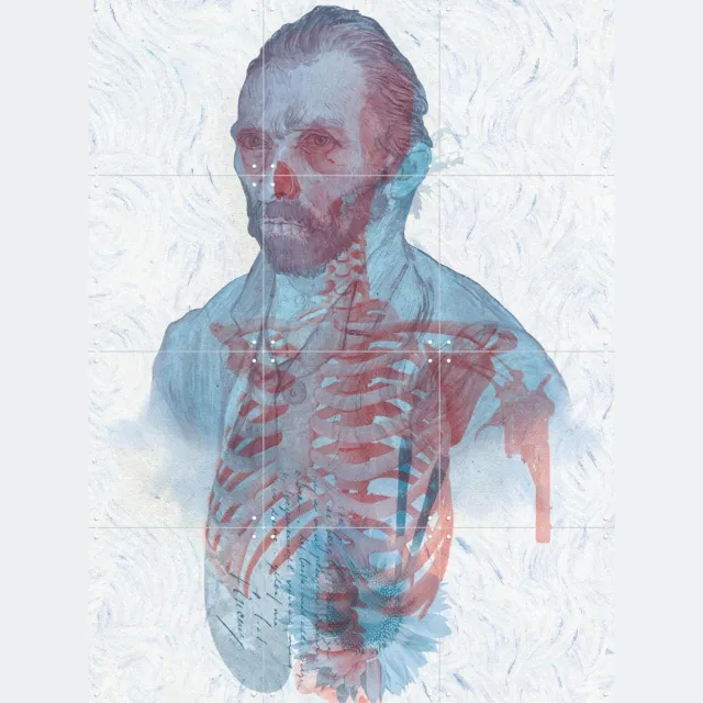 IXXI Skeleton Vincent, Bianca Lancee & Van Gogh 21st Century - 60 x 80 cm - Grote wanddecoratie en posters - Gemengde Technieken, Abstract Blauw