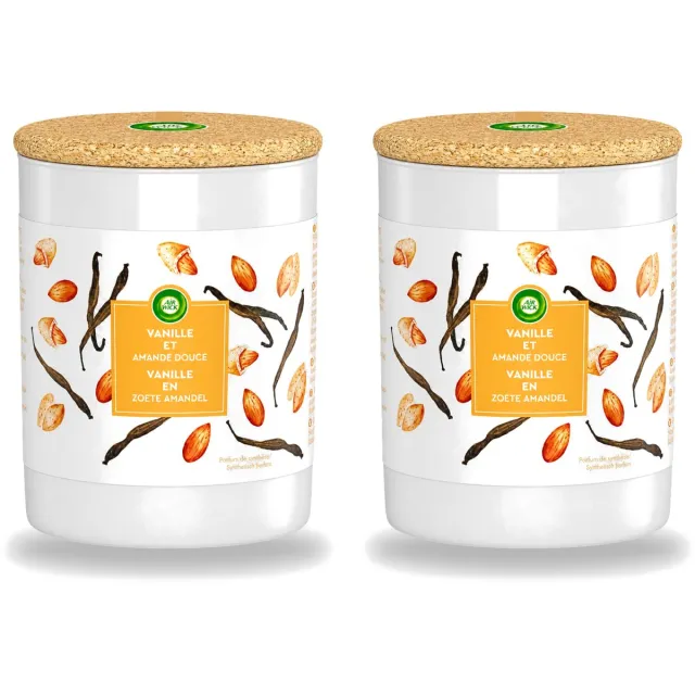 Air Wick 2 x Air Wick - Geurkaars - Vanille & Zoete Amandel - 35 Uur Brandduur - Voordeelverpakking - 2 stuks Oranje