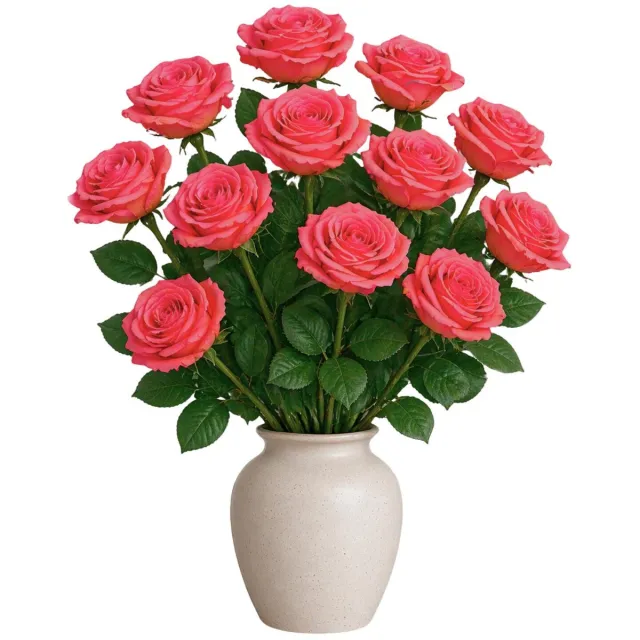 Mica Decorations Kunstbloem Roos Valentine - 10x - H59 cm - roze - kunststof - stelen kunstbloemen - boeket - rozen bloemetjes - Valentijnsdag