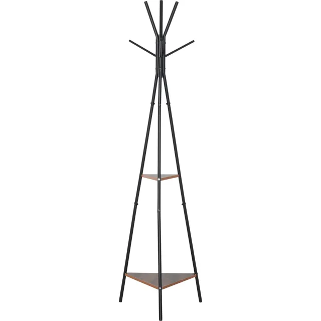 Lunpog Kapstok - Industriële stijl driepootkapstok - Met takkendesign - Afmetingen: 52 cm x 46 cm x 182 cm - Zwart Noir