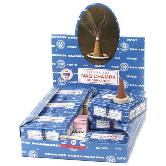 Satya Nag Champa wierookkegeltjes (12 pakjes) Blauw