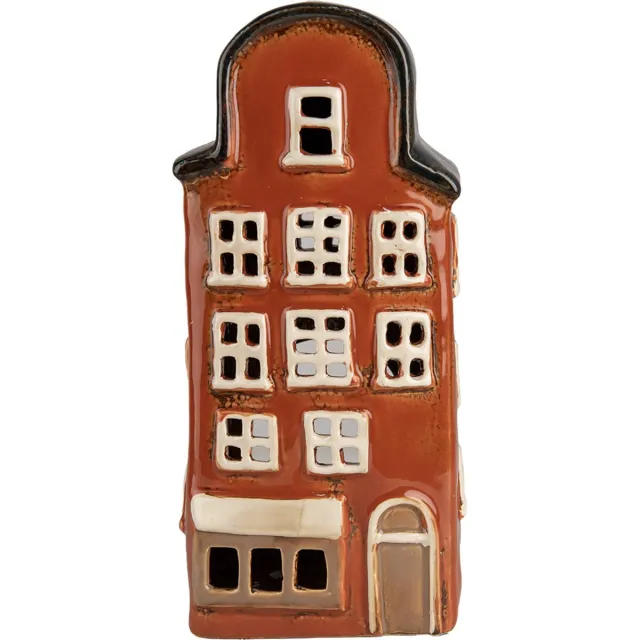 Clayre & Eef Waxinelichthouder Huis 12x9x25 cm Rood Blauw Keramiek