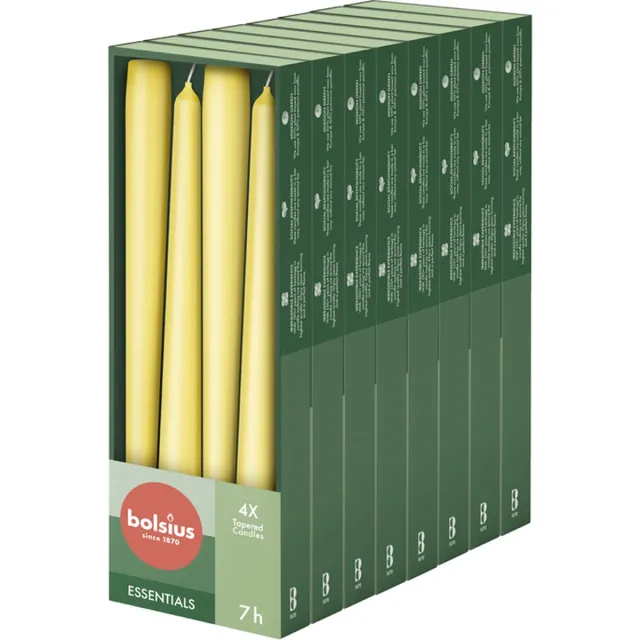 Bolsius Gladde Dinerkaarsen - 24,5 cm - 32 stuks - Geel
