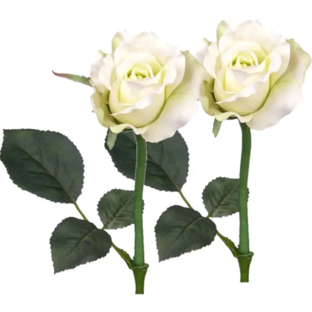 Bellatio Flowers & Plants Top art Kunstbloem roos Alice de luxe - Set van 8x stuks - wit - 30 cm - kunststof steel - decoratie