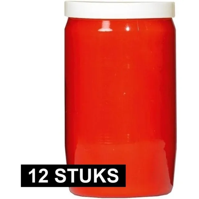 Spaas Grafkaars/gedenklicht - 12x - rood - 7 x 15 cm - 6 dagen brandtijd