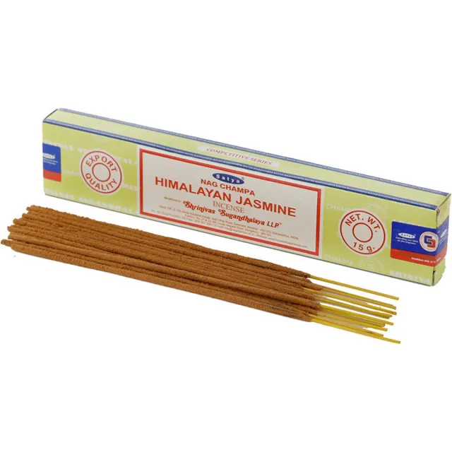 Satya Nag Champa wierrook stokjes Jasmijn geur - 15x - Lichaam in balans - Meditatie - staafjes van 21 cm - 30 minuten Multi