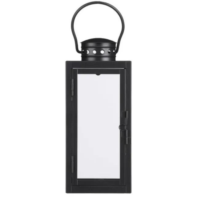 Mica Decorations Lantaarn / windlicht Arzilla - zwart - metaal - verlichting - 10 x 23 cm - voor binnen en buiten