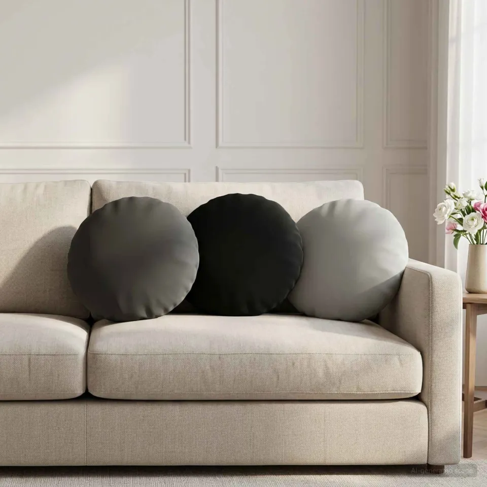 vidaXL Dekenkussen - 6 - st - HEERLEN - Zwart - Diam. - 30 - cm - Polyester, foto 2