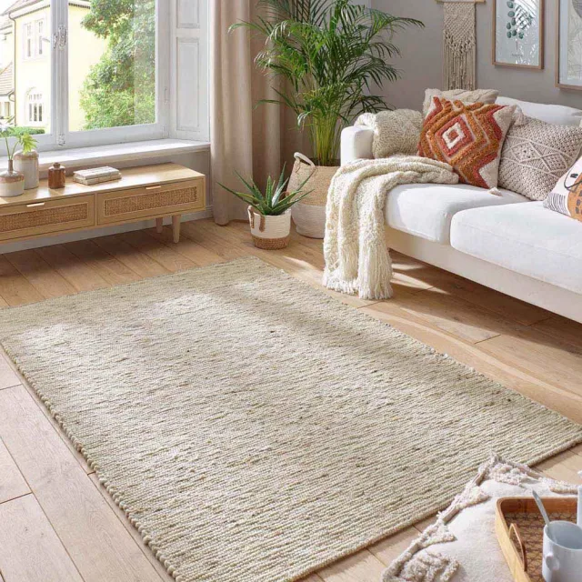 Tapeso Wollen vloerkleed - Kaia crème/beige 170x230