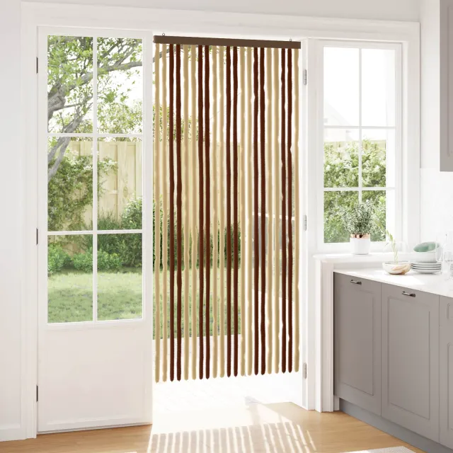 vidaXL Insecten Gordijn Chenille Bruin en beige 90 x 200 cm 100% PP