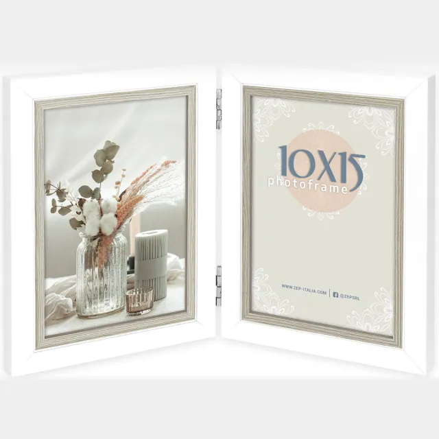 Zep Duo Houten Fotolijst Sion 2Q Wit / Grijs voor foto's 2x 13x18 (34x22 cm)