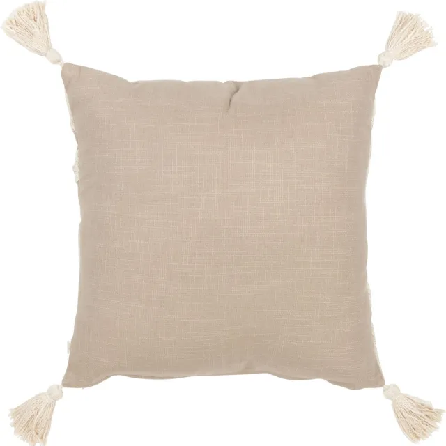 J-Line kussen Bloemen/Bladeren - katoen - taupe/beige Grijs